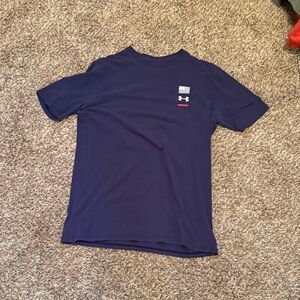 Under Armour Navy Short Sleeve Tee with Chest Flag and Logo